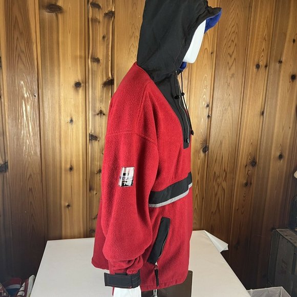 VTG Paco Sport Fleece 1/2 Zip Hoodie Tek Wear 2XL Hip Hop 90s Bootleg Polo Red - Picture 5 of 10